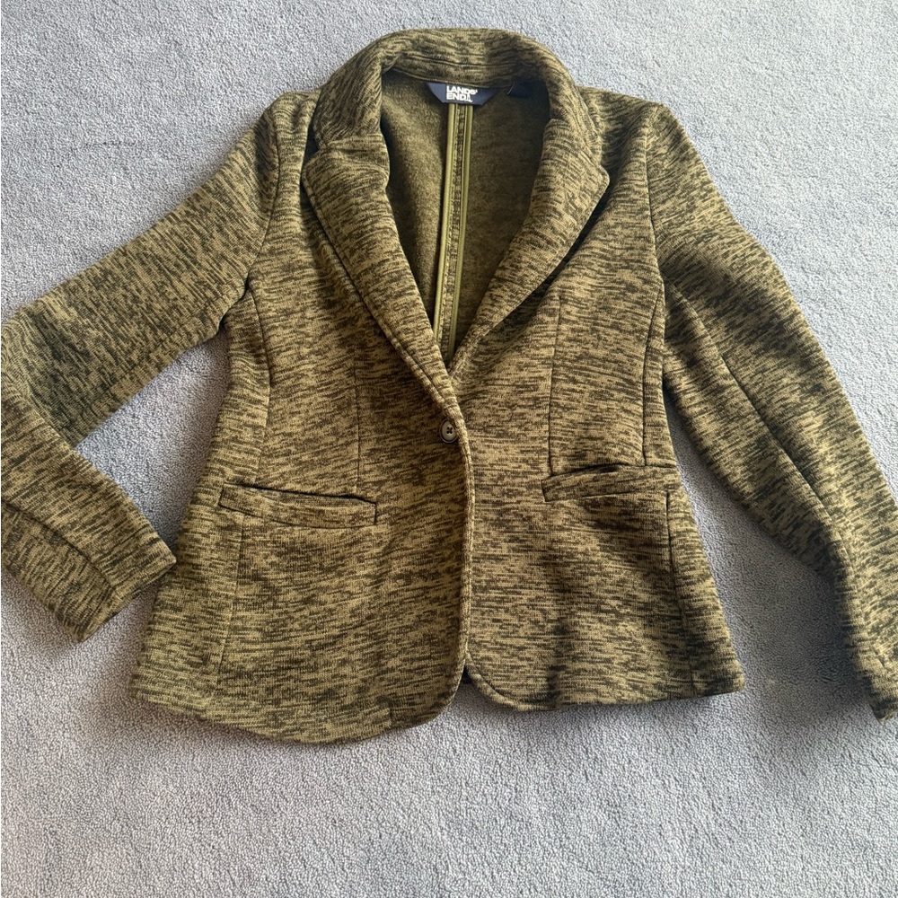 Lands' End size Medium (10-12) blazer jacket in a green heather fleece